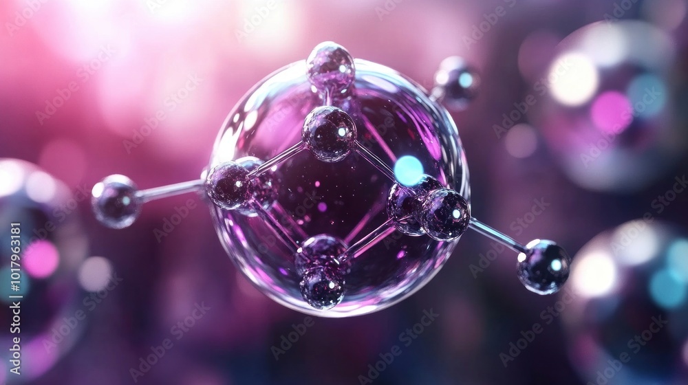 Poster Captivating Close-Up of a Vibrant Molecular Structure with Dynamic Energy and Molecular Elements