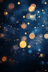 Beautiful bokeh effect in deep blue and golden tones creates a mesmerizing visual display at night