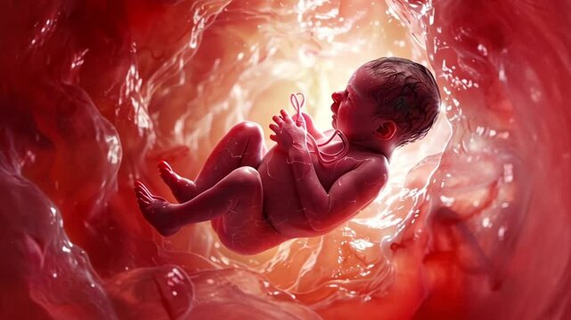 Human embryo inside a pregnant women's womb