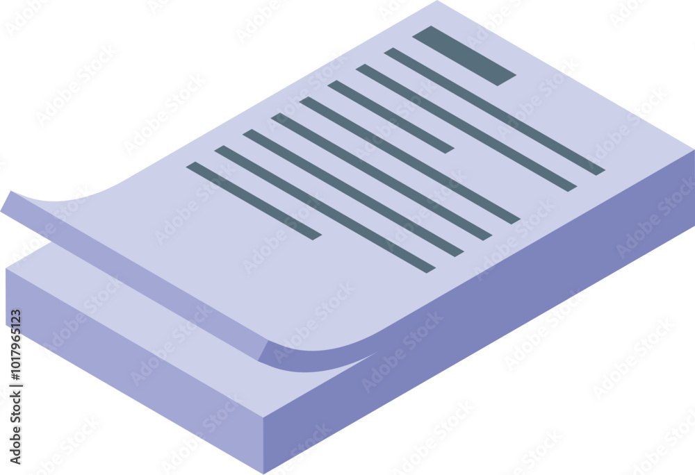 Poster stack of papers with a folded corner, creating a visual representation of documents for business or 