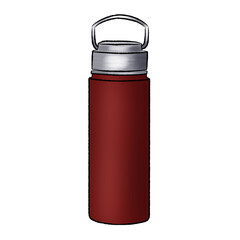 Red Stainless steel bottle illustration on transparent background