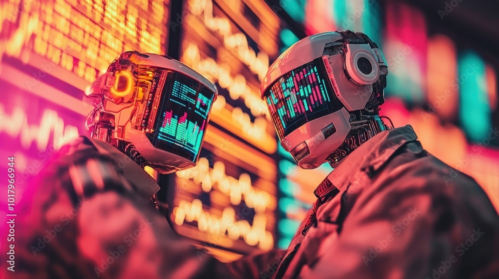 Aufkleber Exploring the Future Robotic Companions in a Digital World of Data Visualization and AI Integration
