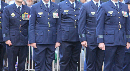 Sydney, NSW Australia - April 25 2021: Anzac Day March. Royal Australian Air Force Standing