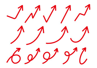 右上がりの矢印、手描きペン風シンプルイラストセット1