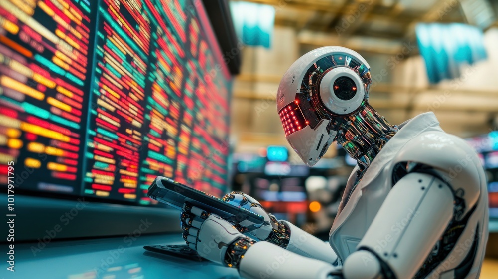 Fototapete Exploring the Future of Robotics Intelligent Machines Interacting with Data Interfaces