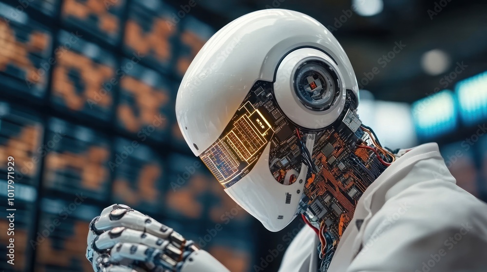 Aufkleber Exploring the Future of AI A Glimpse into Advanced Robotics and Automation Technology