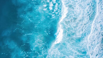 Aerial View of Ocean Waves Breaking