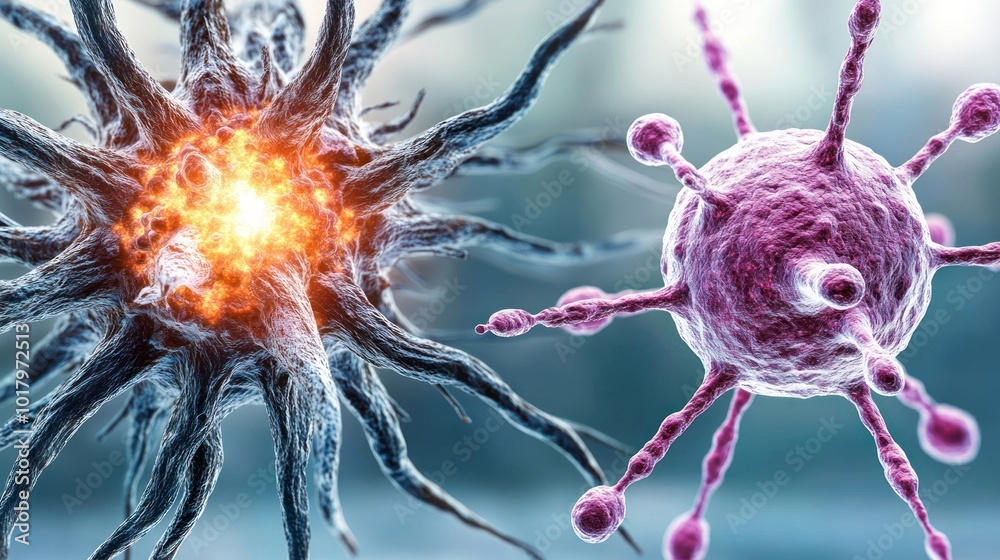 Poster Understanding the Intricate Dance of Immune Cells and Pathogens A Visual Exploration of Cellular Interaction