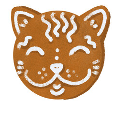 Ginger cookies cats are delicious pastries for Christmas and New Year. A series of festive food art