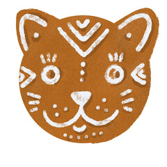 Ginger cookies cats are delicious pastries for Christmas and New Year. A series of festive food art