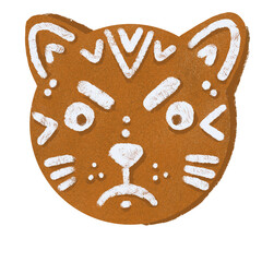 Ginger cookies cats are delicious pastries for Christmas and New Year. A series of festive food art