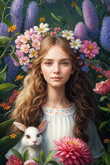 portrait of a beautiful girl with flower 