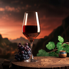 red wine and grapes