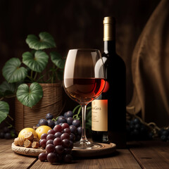 wine and red grapes 