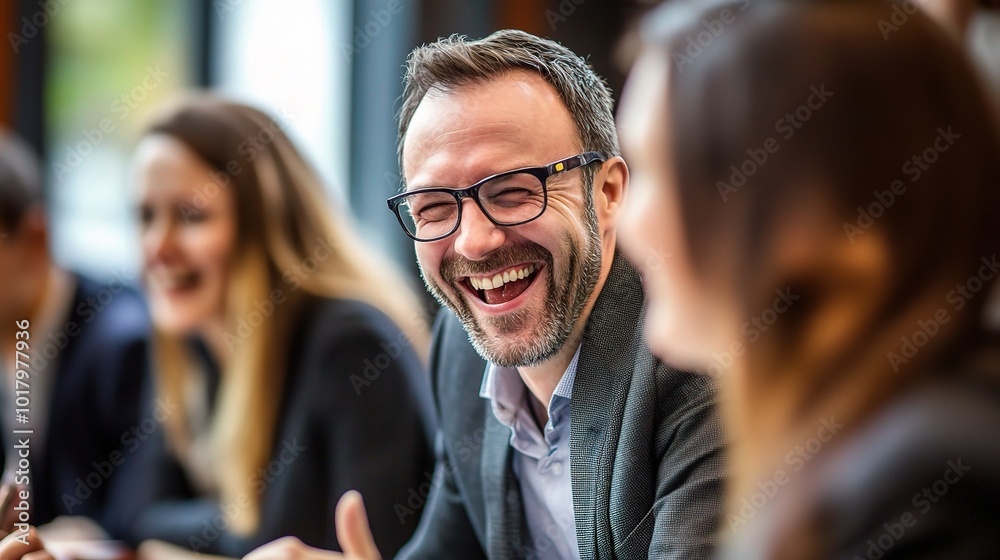 Wall mural Smiling Business Professionals During Meeting