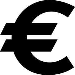 Euro currency sign icon flat design. European euro currency vector suitable for Web Page, Mobile App. Finance, European, Money, Symbol, Currency, Wealth, Banking isolated on transparent background.