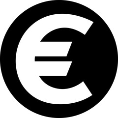 Euro currency sign icon flat design. European euro currency vector suitable for Web Page, Mobile App. Finance, European, Money, Symbol, Currency, Wealth, Banking isolated on transparent background.