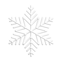 3D white snowflake illustration. PNG with transparent background.	