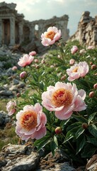 Fototapeta premium flowers among the ruins