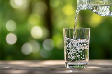 Close-Up of Fresh Water Being Poured into Glass