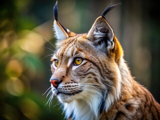 Obraz premium Majestic Lynx Side Profile Showcasing Its Distinctive Ears and Beautiful Fur in Natural Habitat