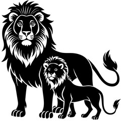 lion with family silhouette