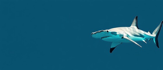 Naklejka premium Majestic Hammerhead Shark in Deep Blue Ocean
