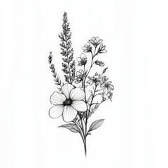 flower, nature, floral, vector, rose, flowers, spring, tulip, plant, leaf, blossom, summer, illustration, drawing, design, poppy, beauty, pattern, decoration, bud, art, sketch, color, red, card