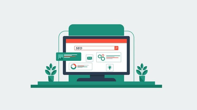 SEO Solutions for Long-Term Growth and Brand Success. with computer a computer for analysis SEO