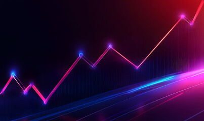 Futuristic financial dashboards and luxury business charts with glowing neon lines, gold accents, and connected nodes for corporate branding.