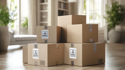 The Stacked Cardboard Boxes
