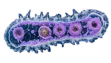 Sarcodina amoeba with visible nucleus and contractile vacuole, isolated