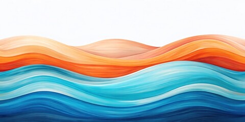 Obraz premium Abstract painting of pastel colored waves in blue, orange, and white