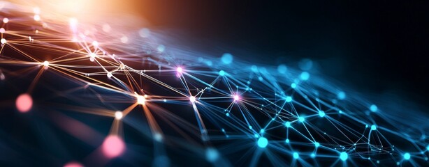 Abstract Digital Background with Glowing Blue and Pink Dots