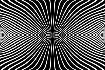 Abstract Geometric Symmetrical Lines Pattern. Black and White Textured Background.