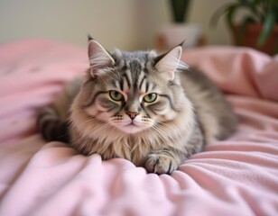 cat sleeping on the bed