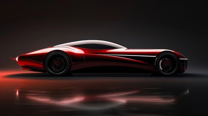 A red sports car on a dark background.