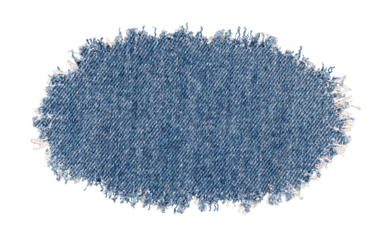 blue jeans denim texture, clothing textile fabric material, scrap with torn edges, sign, label, banner, element, isolated on a transparent background, grunge textured graphic element