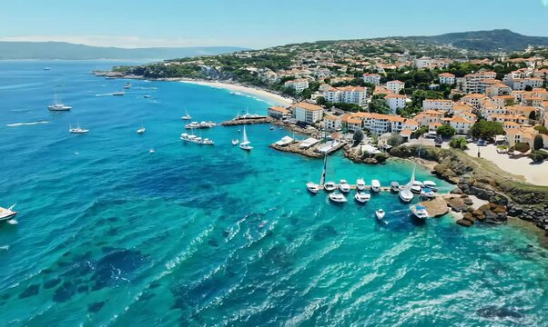 Aerial View of Calasetta Beach Town in Sardinia, Italy