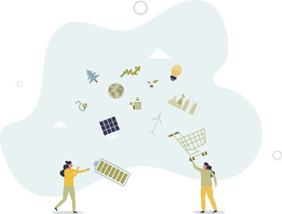 Sustainable eco community and nature friendly society.flat design with people.