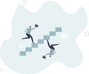 Business paradox, growth, improvement or different perspective or other side, fake or real, possible and impossible concept.flat design with people.