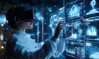 Futuristic Business Collaboration: AI-Driven Strategies, Augmented Reality Insights, Virtual Reality Simulations, and Holographic Financial Data for Smart Office Innovation
