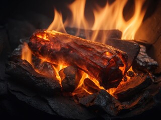 closeup of bonfire. Generative ai