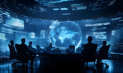 Futuristic Business Collaboration: AI-Driven Strategies, Augmented Reality Insights, Virtual Reality Simulations, and Holographic Financial Data for Smart Office Innovation