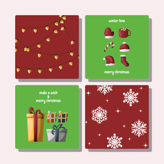 square christmas greeting card set 
