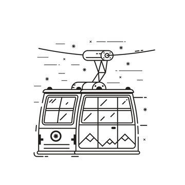 recommend clip art: Funicular Cable Car in Line Art
