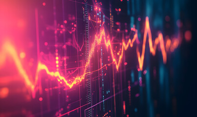 Futuristic Stock Market Chart with Glowing Data or Dynamic Financial Timeline for graphic background