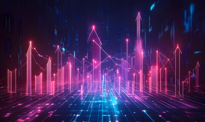 Futuristic Stock Market Chart with Glowing Data or Dynamic Financial Timeline for graphic background