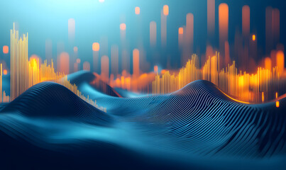 Futuristic Stock Market Chart with Glowing Data or Dynamic Financial Timeline for graphic background