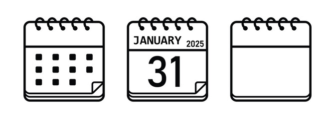 Calendar icon set. calendar icons for app, website, ui. business plan date schedule symbol. vector symbol on transparent background.